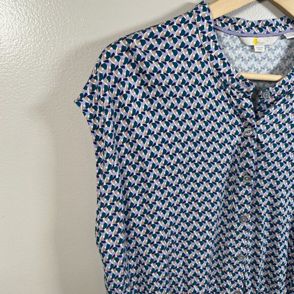 Boden Easy Jersey Shirt Dress Size 16/18 R Purple Green Preppy Twee Work Office - Picture 4 of 8